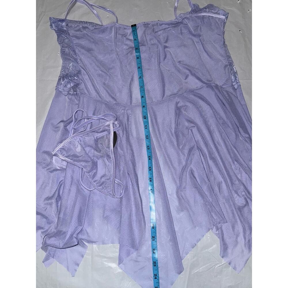 Lace-Trim Light Lavender Night Chemise with Bow Accent - Picture 13 of 13